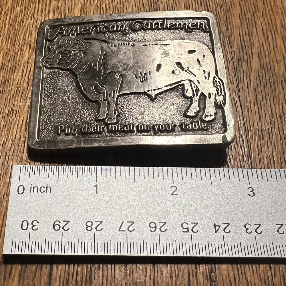 Markatron American Cattlemen Bull Pewter Belt Buckle VTG 80s EB2223 Missing Pin